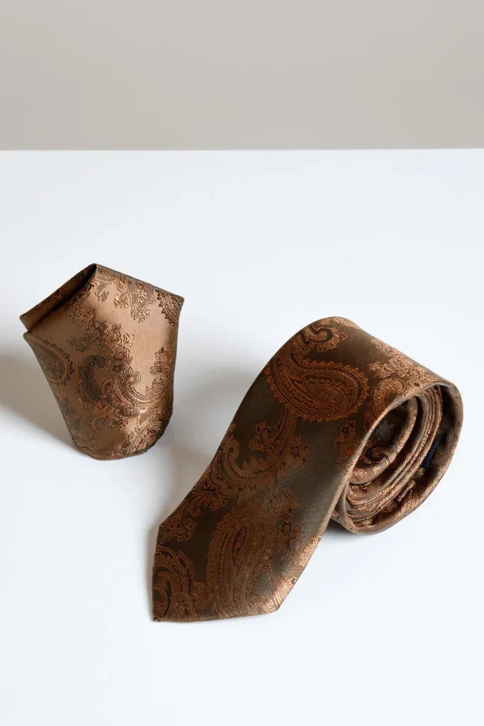 Marc Darcy Gentlemen-Set Orange Paisley Krawatte &