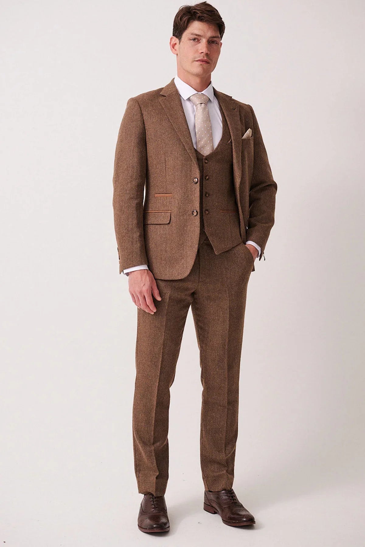 3-teilig Herren Anzug Tweed Dean Tan - Marc Darcy