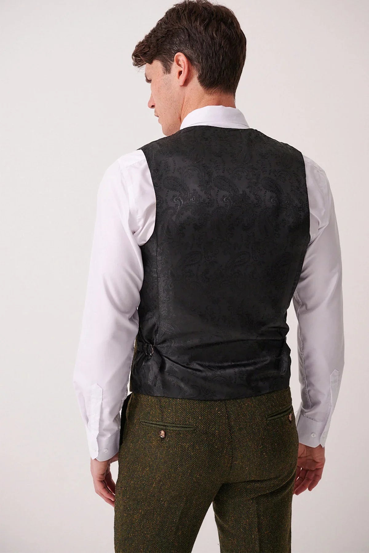 3-teiliger Herrenanzug Tweed Dean Olive – Marc Darcy