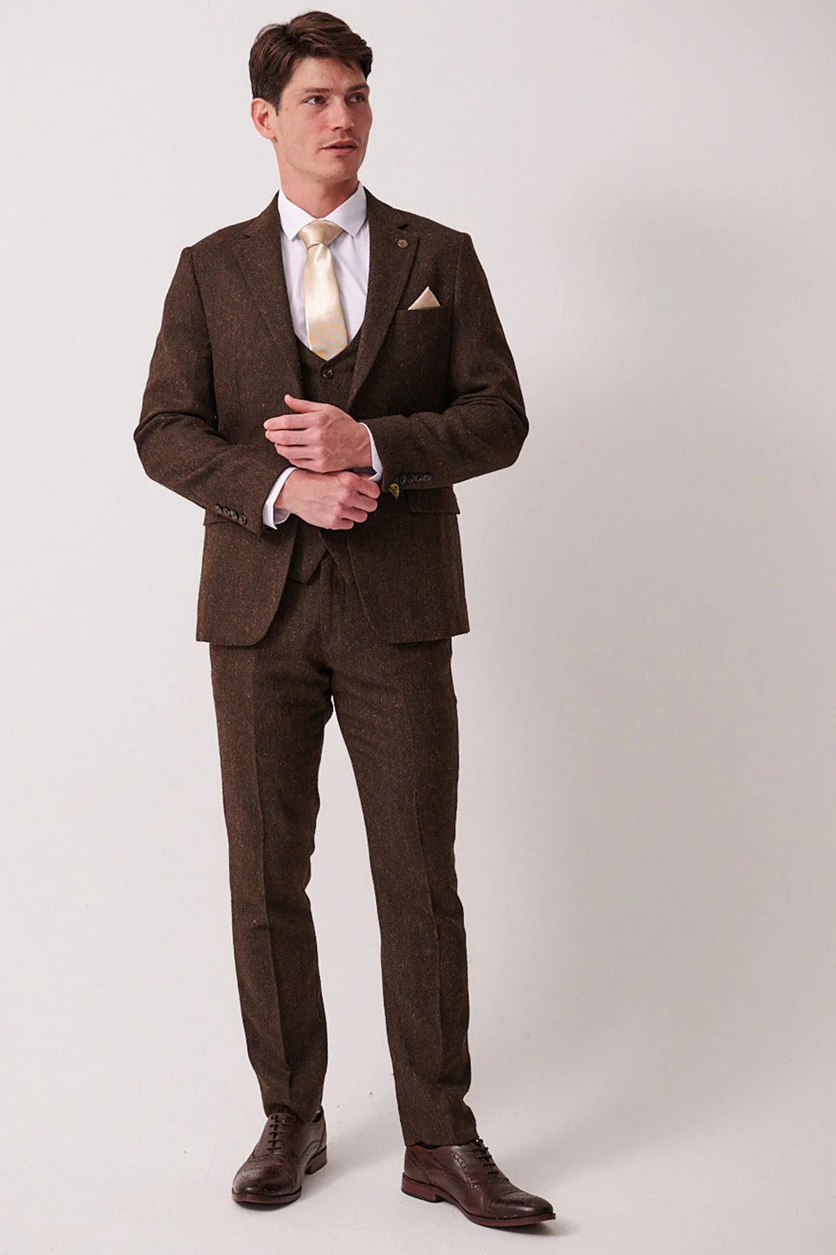3-Teilig Herren Anzug Tweed Dean Brown - Marc Darcy