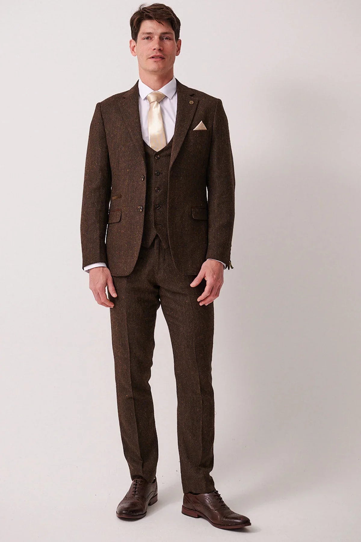 3-Teilig Herren Anzug Tweed Dean Brown - Marc Darcy