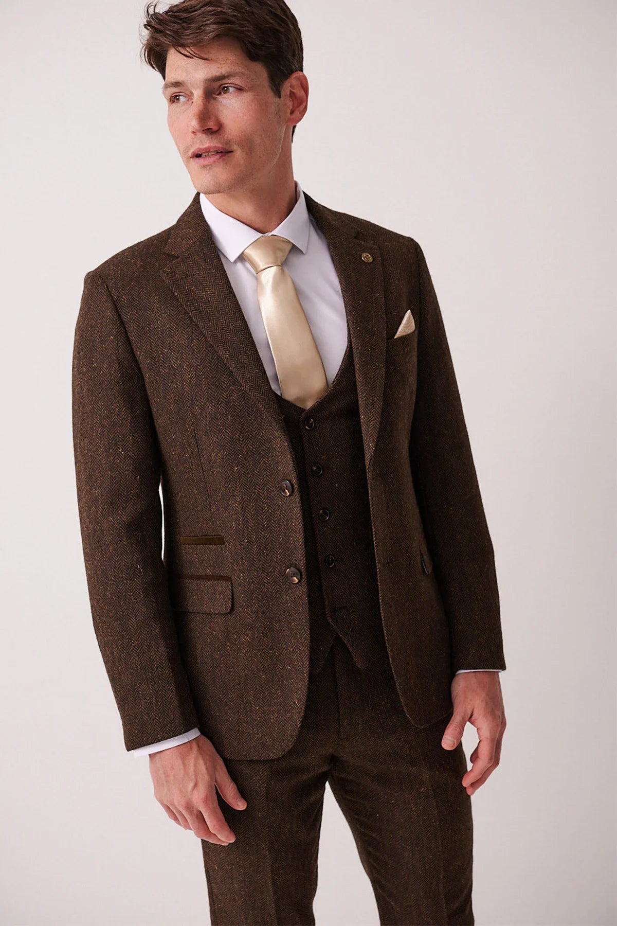 3-Teilig Herren Anzug Tweed Dean Brown - Marc Darcy
