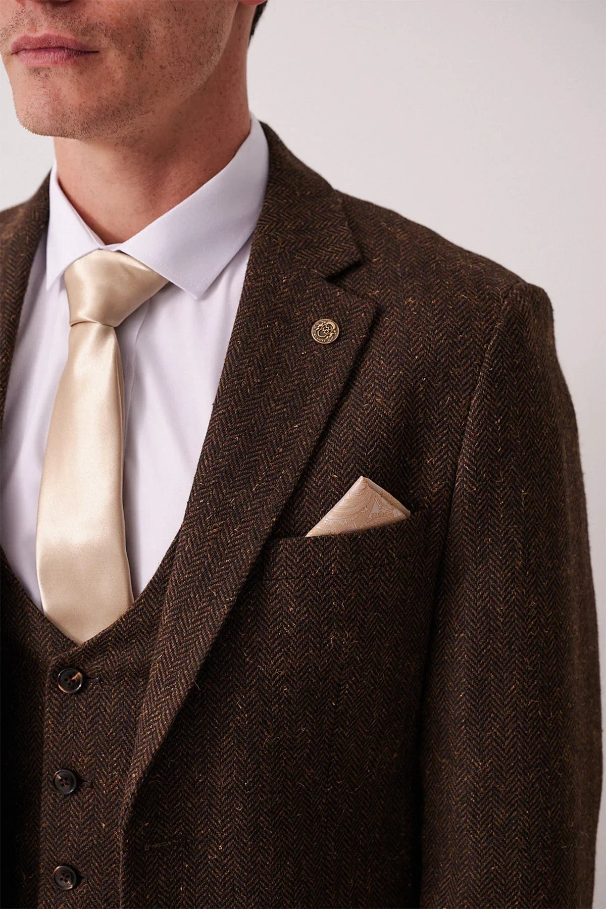 3-Teilig Herren Anzug Tweed Dean Brown - Marc Darcy