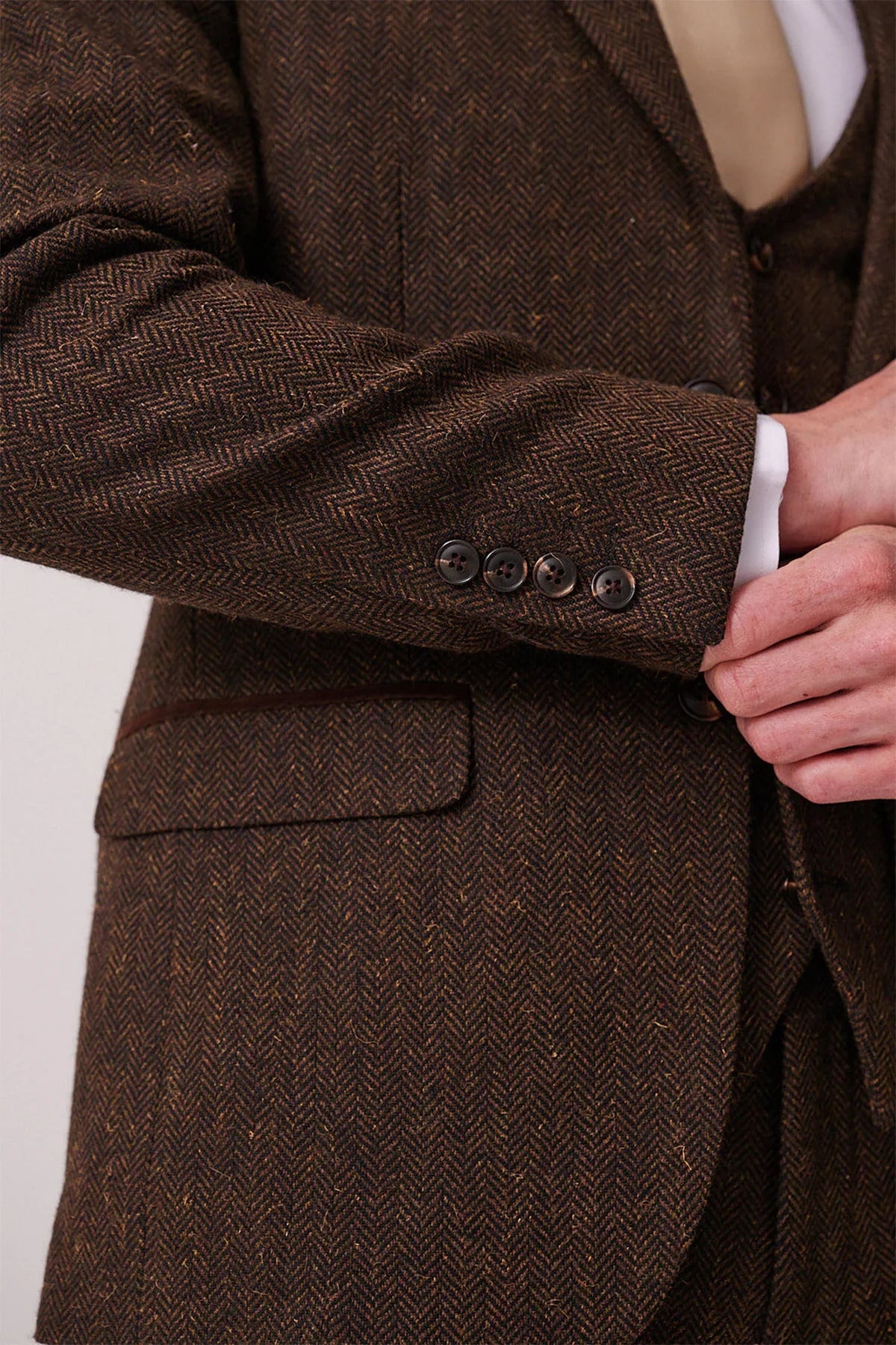 3-Teilig Herren Anzug Tweed Dean Brown - Marc Darcy