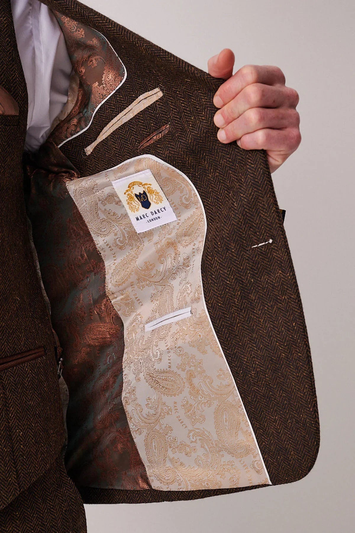 3-Teilig Herren Anzug Tweed Dean Brown - Marc Darcy