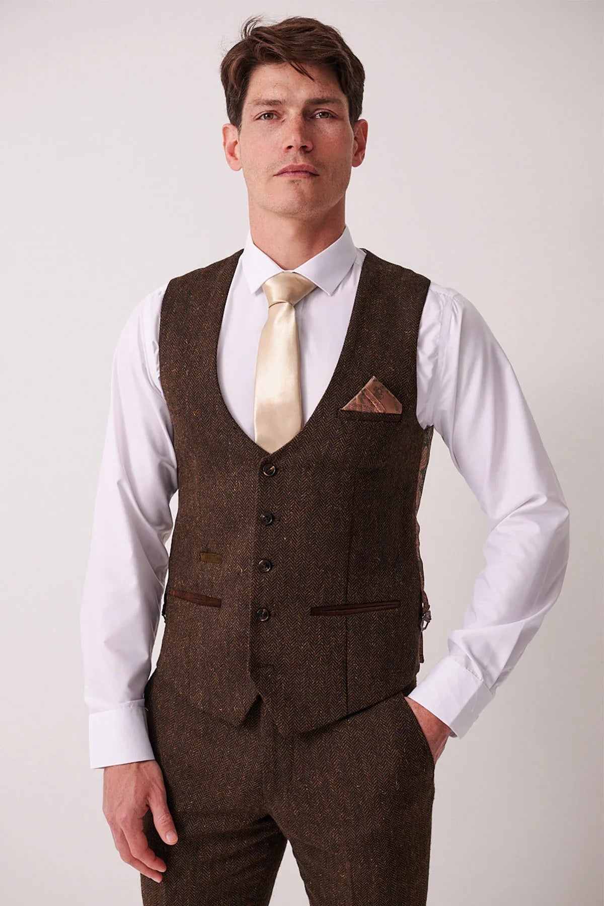 3-Teilig Herren Anzug Tweed Dean Brown - Marc Darcy