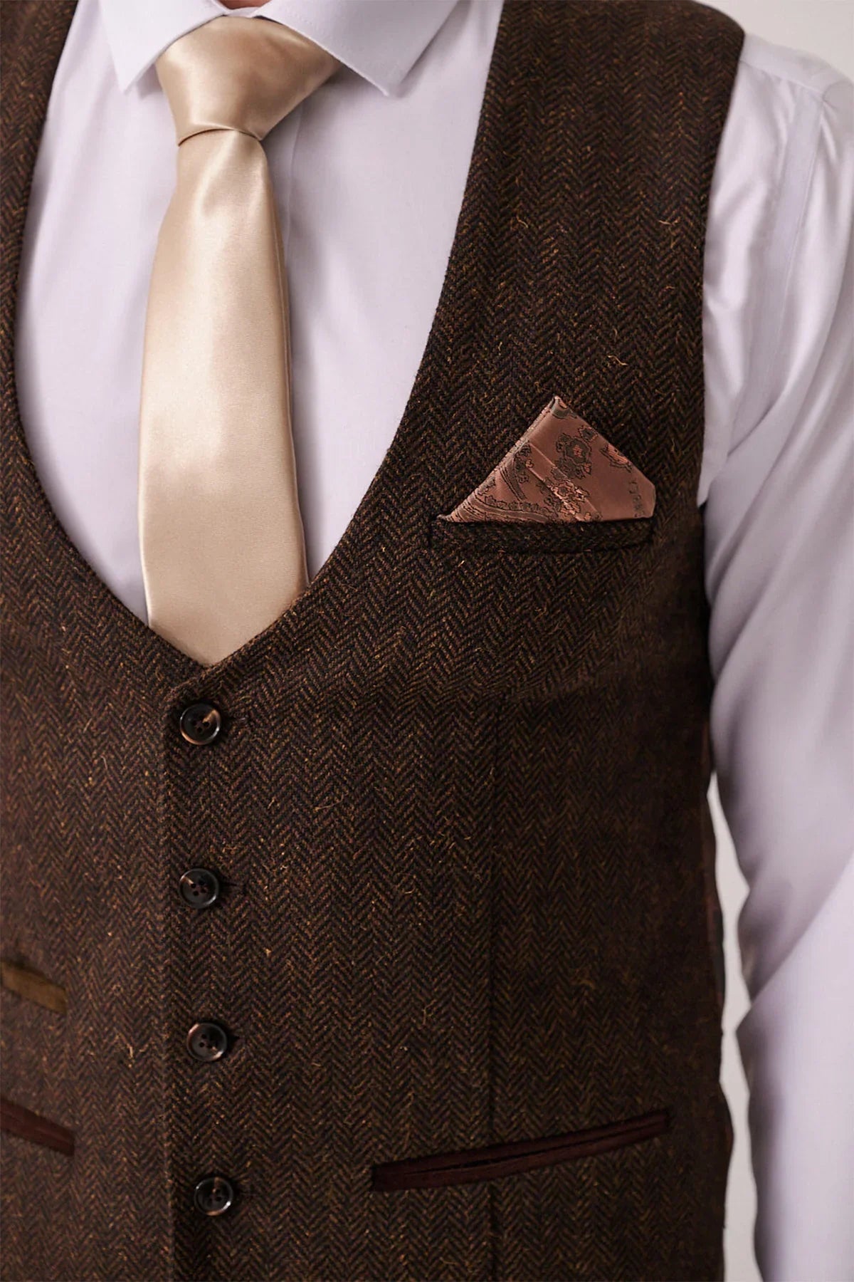 Marc Darcy - Weste Dean Brown Tweed