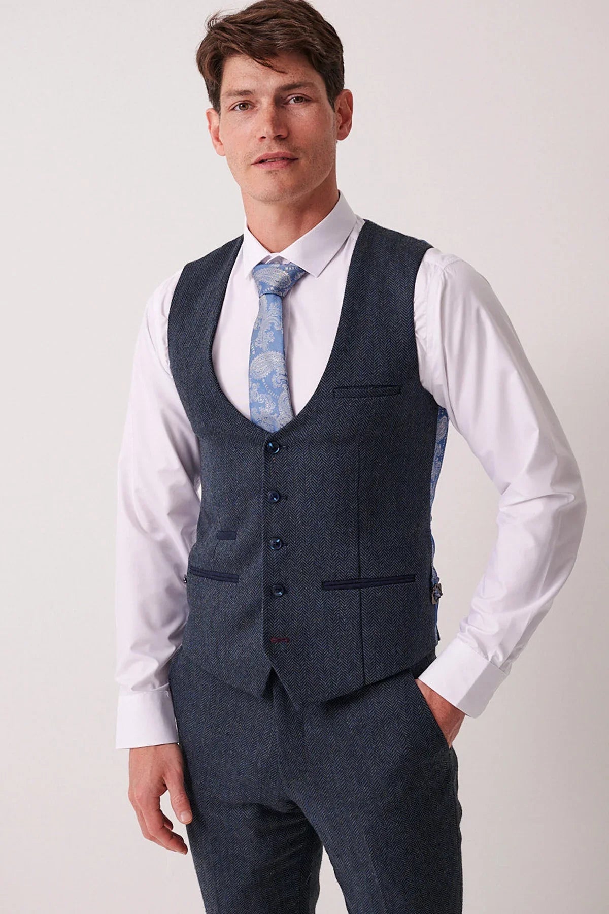 Marc Darcy - Weste Dean Blue Tweed
