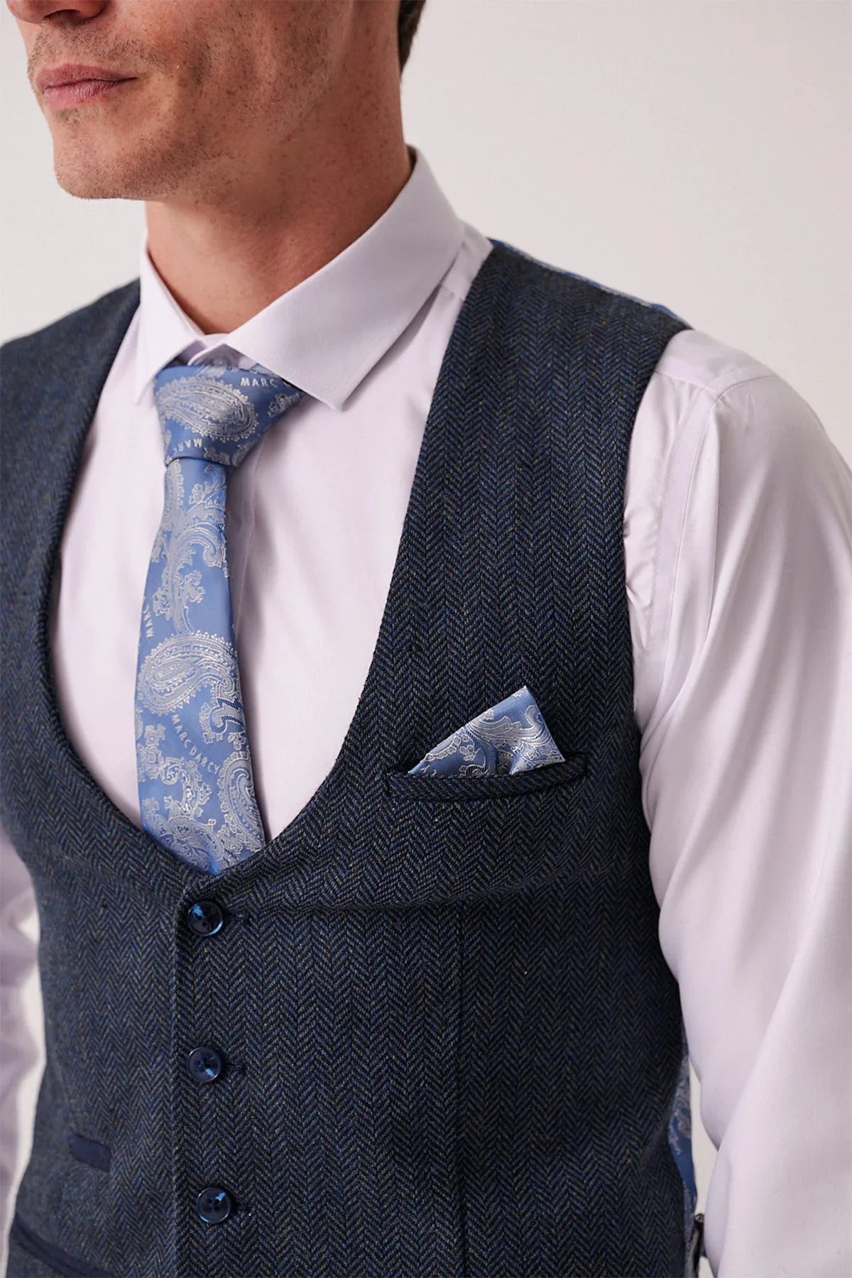 Marc Darcy - Weste Dean Blue Tweed