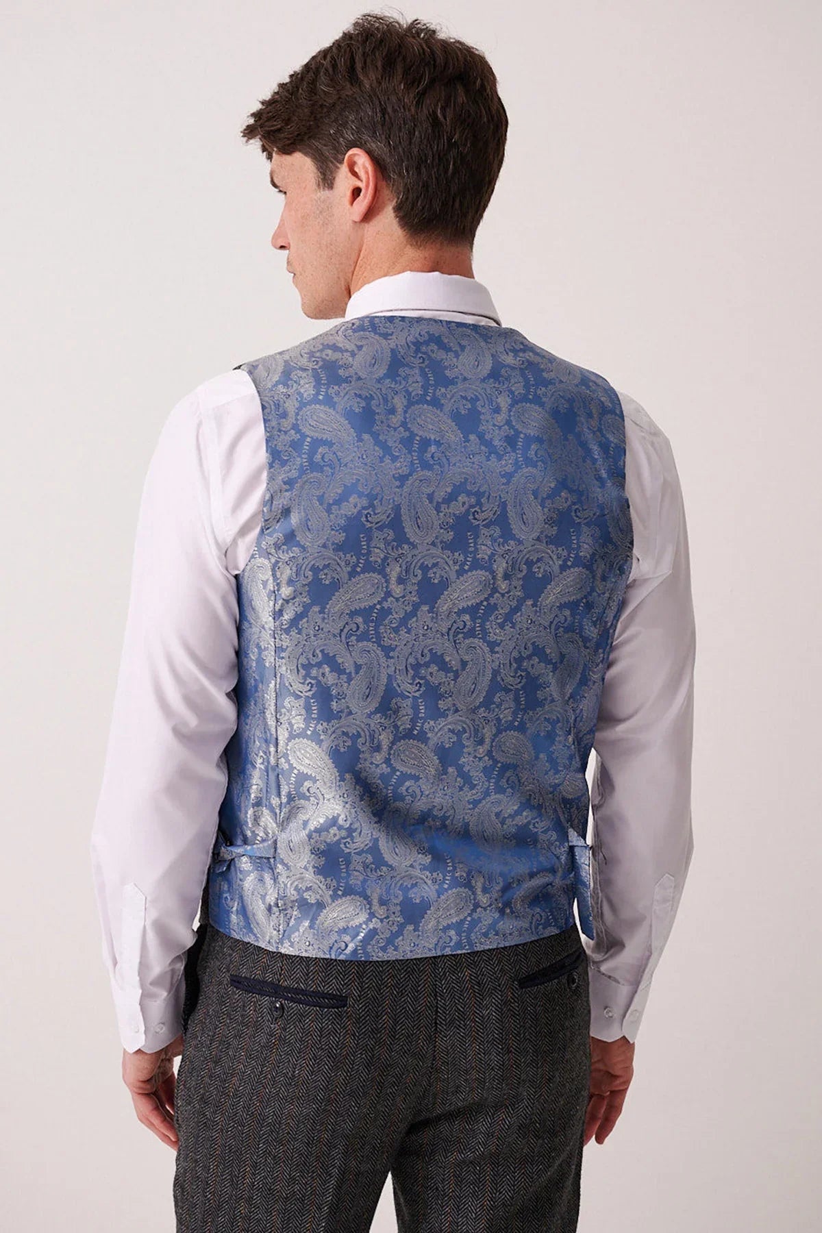 Marc Darcy - Weste Dominic Blue Grey Tweed