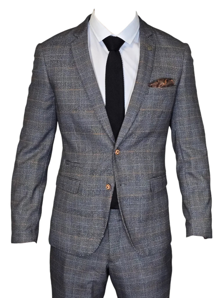 2-teiliger Anzug - kariertes Herrenanzug - Jenson Grey 2pc