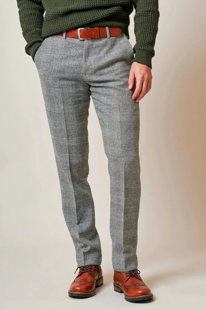 2-teiliges Anzug – Herren Tweed-Anzug Grau – Kris Silver