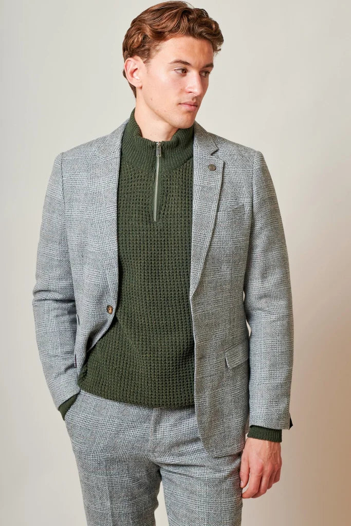 2-teiliges Anzug – Herren Tweed-Anzug Grau – Kris Silver