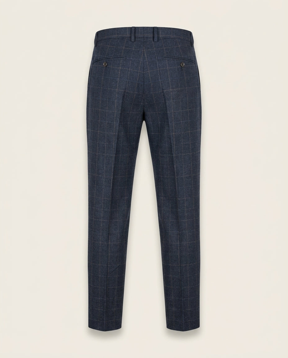 CASTLESON - Pantalon Admiral Check Navy — achterkant