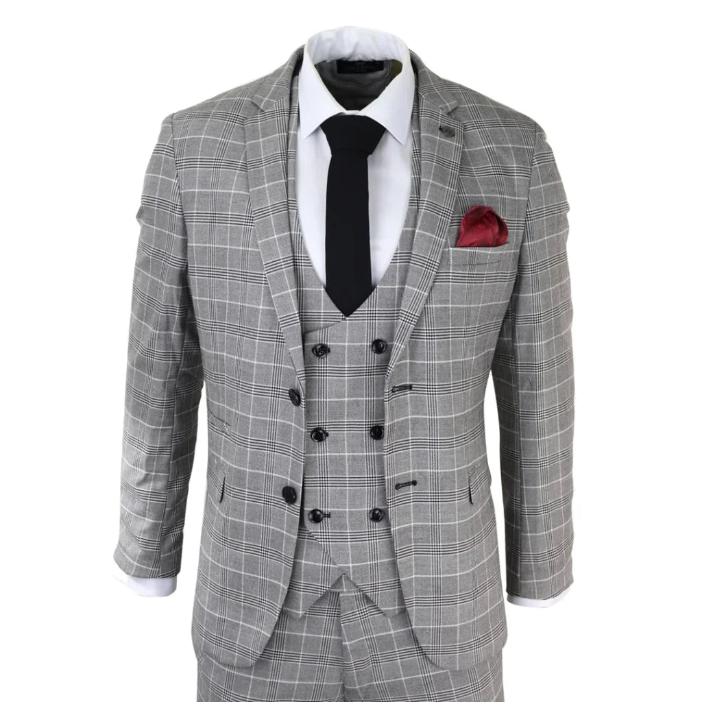 3 - teiliger karierte Herrenanzug - Ross Grey Check
