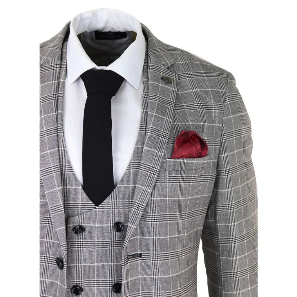 3 - teiliger karierte Herrenanzug - Ross Grey Check