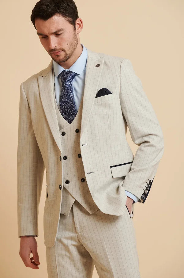 3-teiliger Stone Herrenanzug Pinstripe - Marc Darcy Grant