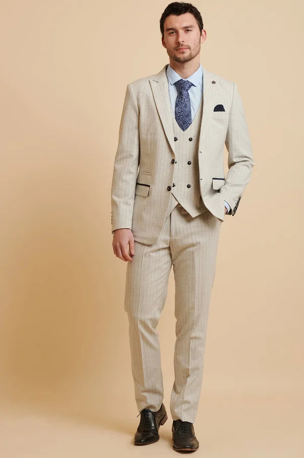 3-teiliger Stone Herrenanzug Pinstripe - Marc Darcy Grant
