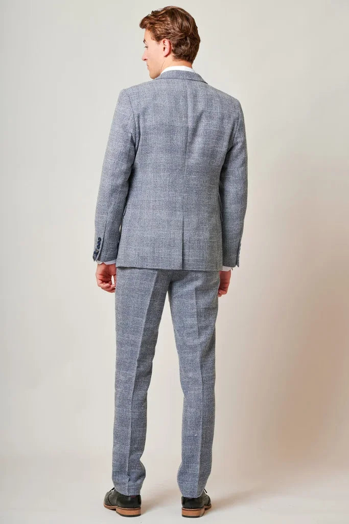 3-teiliges Tweed-Anzug – Marc Darcy Kris Sky Blue
