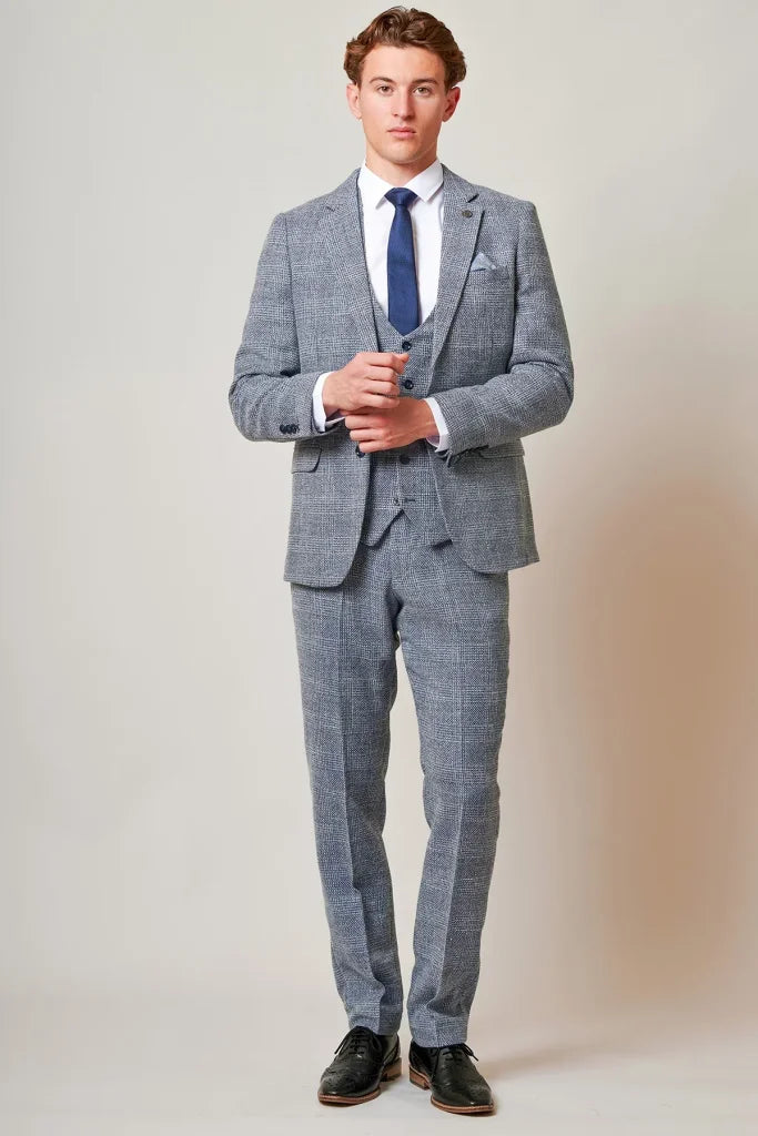3-teiliges Tweed-Anzug – Marc Darcy Kris Sky Blue