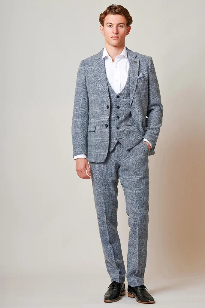 3-teiliges Tweed-Anzug – Marc Darcy Kris Sky Blue