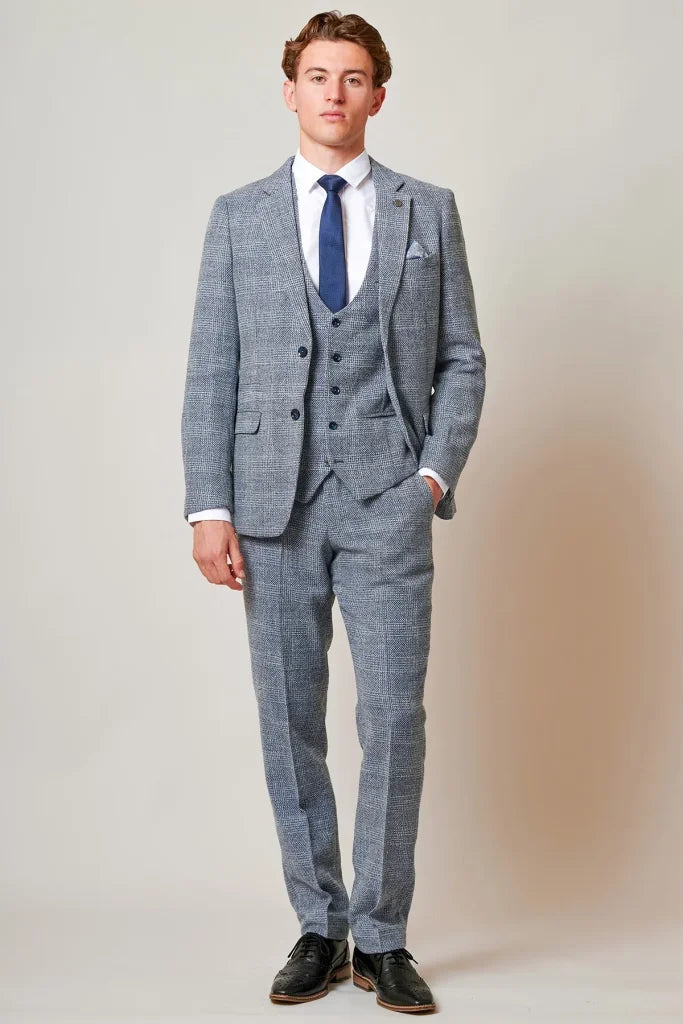 3-teiliges Tweed-Anzug – Marc Darcy Kris Sky Blue