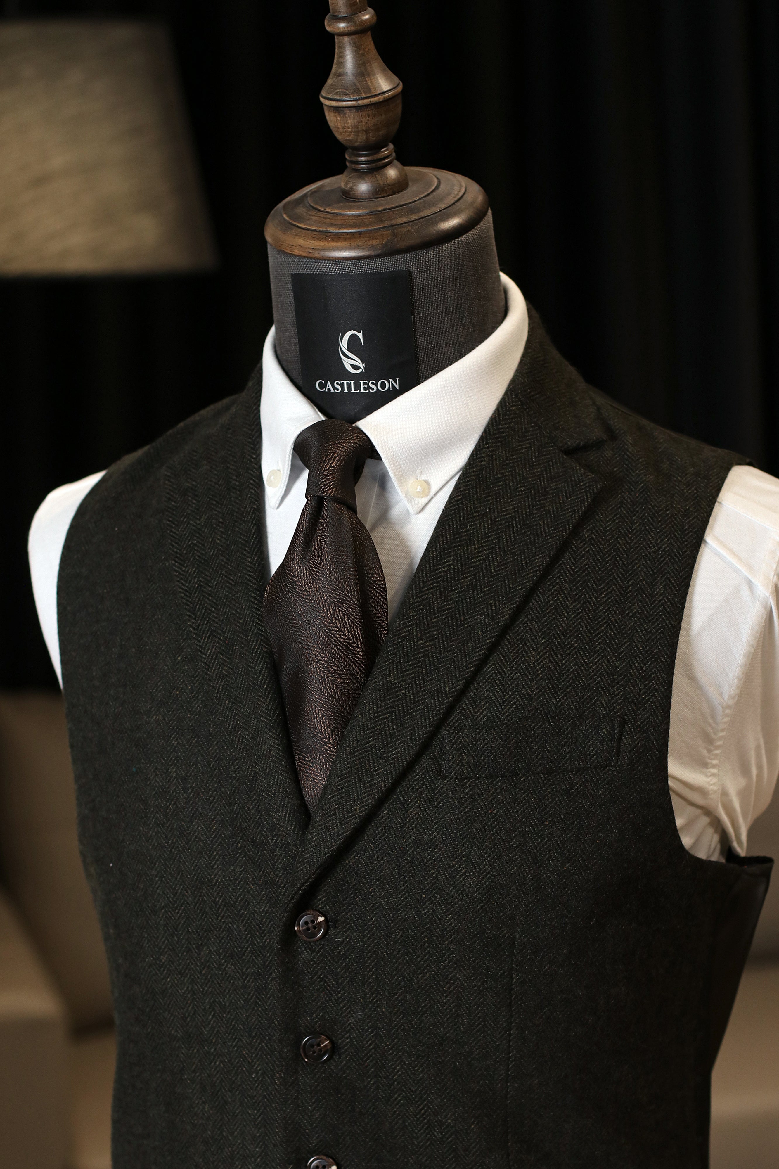 CASTLESON - Kamizelka Chief Olive Tweed
