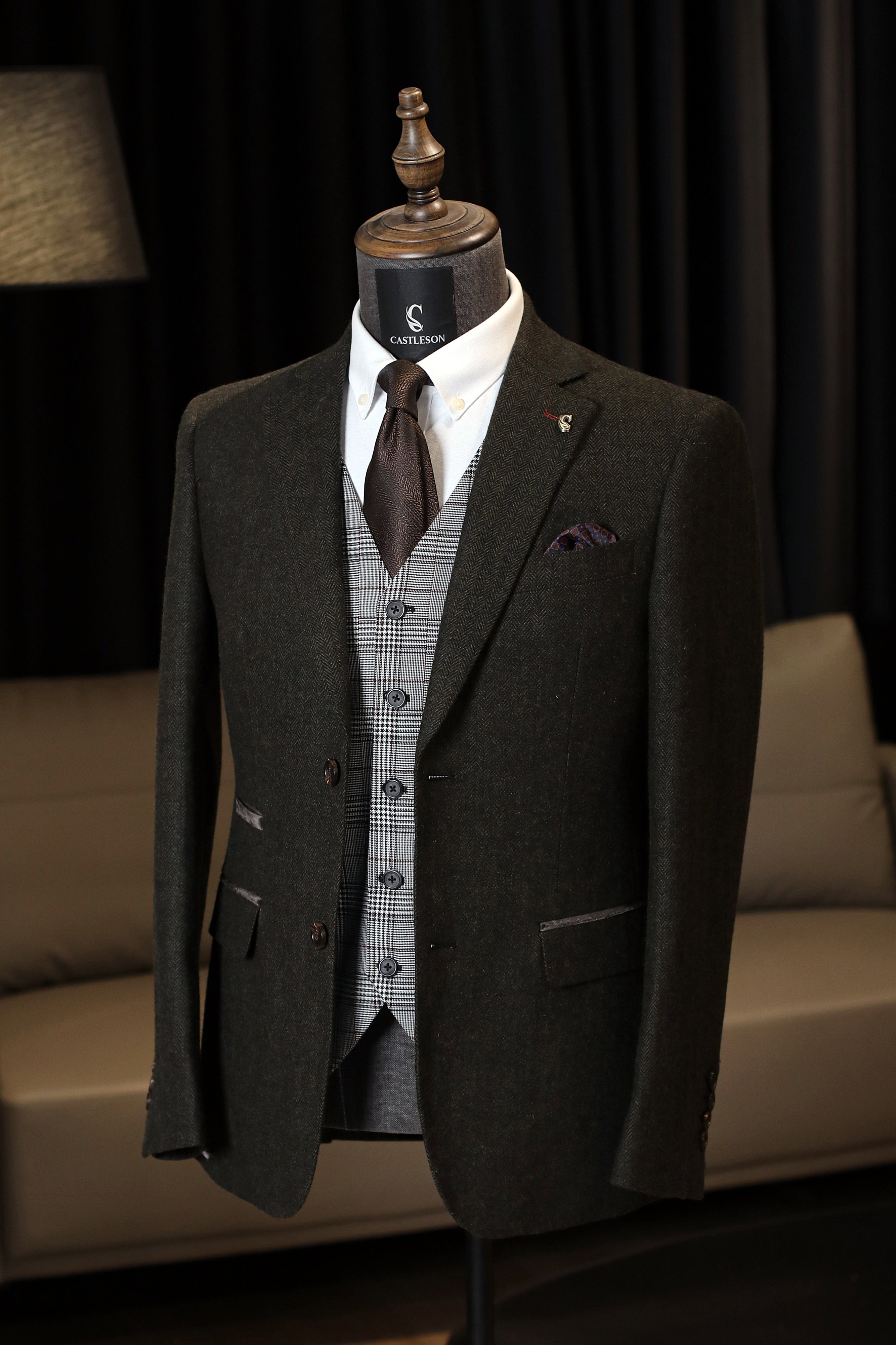 CASTLESON - Sakko Chief Olive Tweed