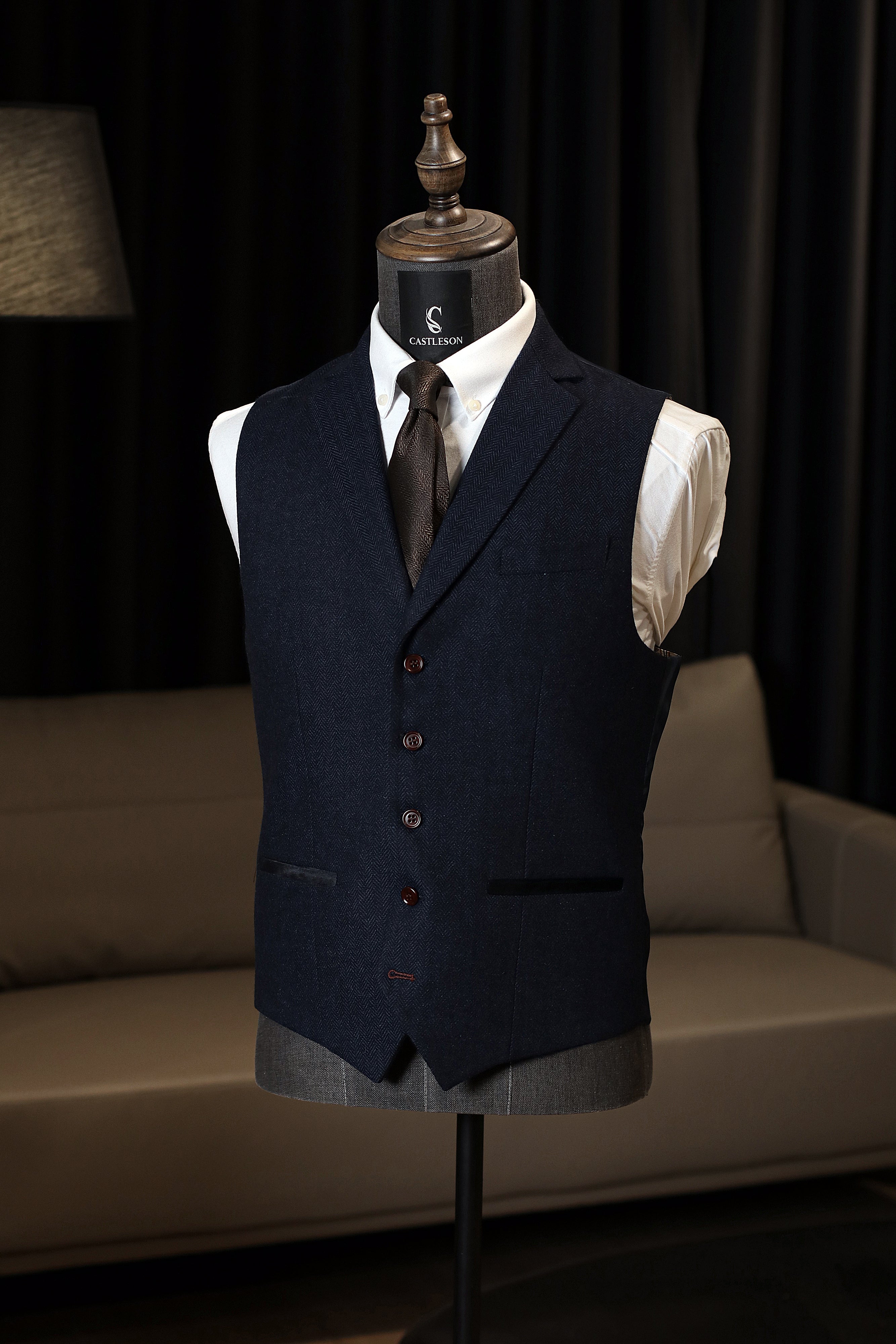 CASTLESON - Weste Chief Navy Tweed