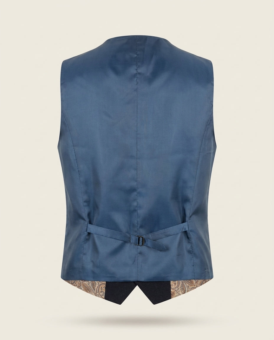 CASTLESON - Gilet Chief Navy Tweed — achterkant