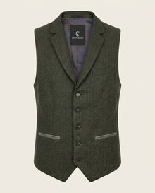 CASTLESON - Weste Chief Olive Tweed