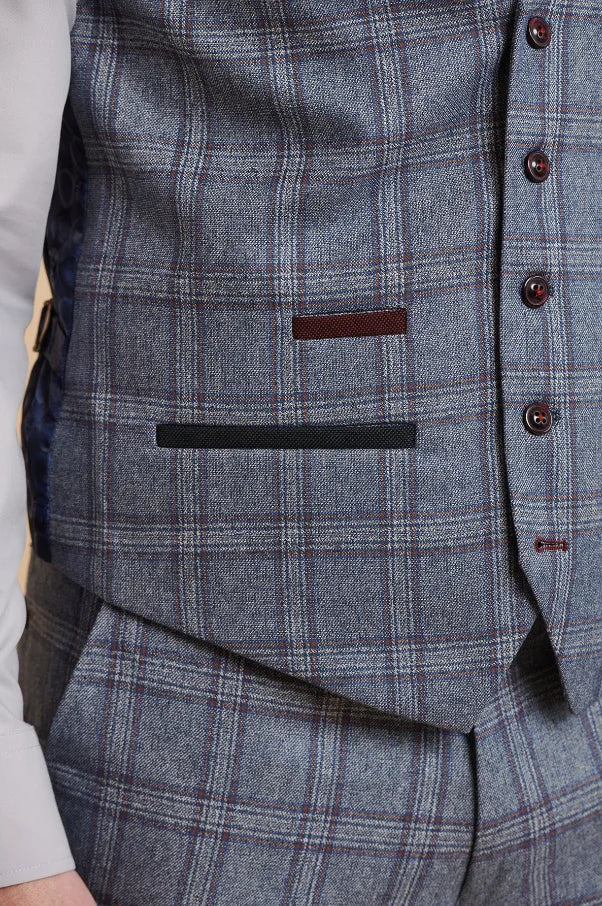 Blaues kariertes Anzug - Abbott Blue Tweed Check