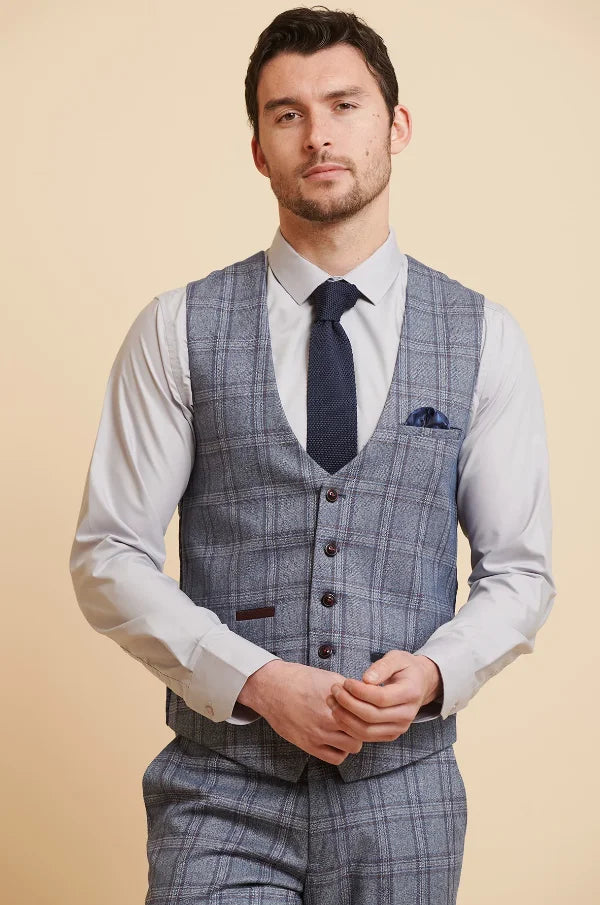 Blaues kariertes Anzug - Abbott Blue Tweed Check
