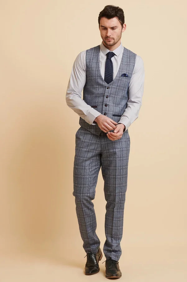 Blaues kariertes Anzug - Abbott Blue Tweed Check