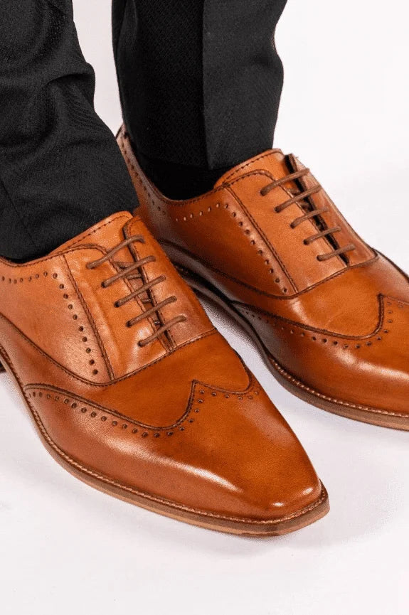 Braune Lederschuhe Marc Darcy Carson Wingtip Brogues