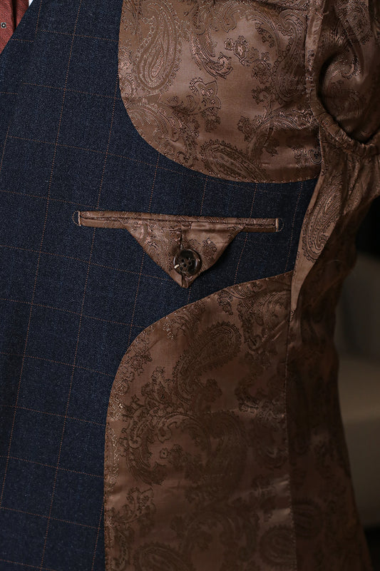 CASTLESON Admiral - Herrenanzug Marineblauer Check