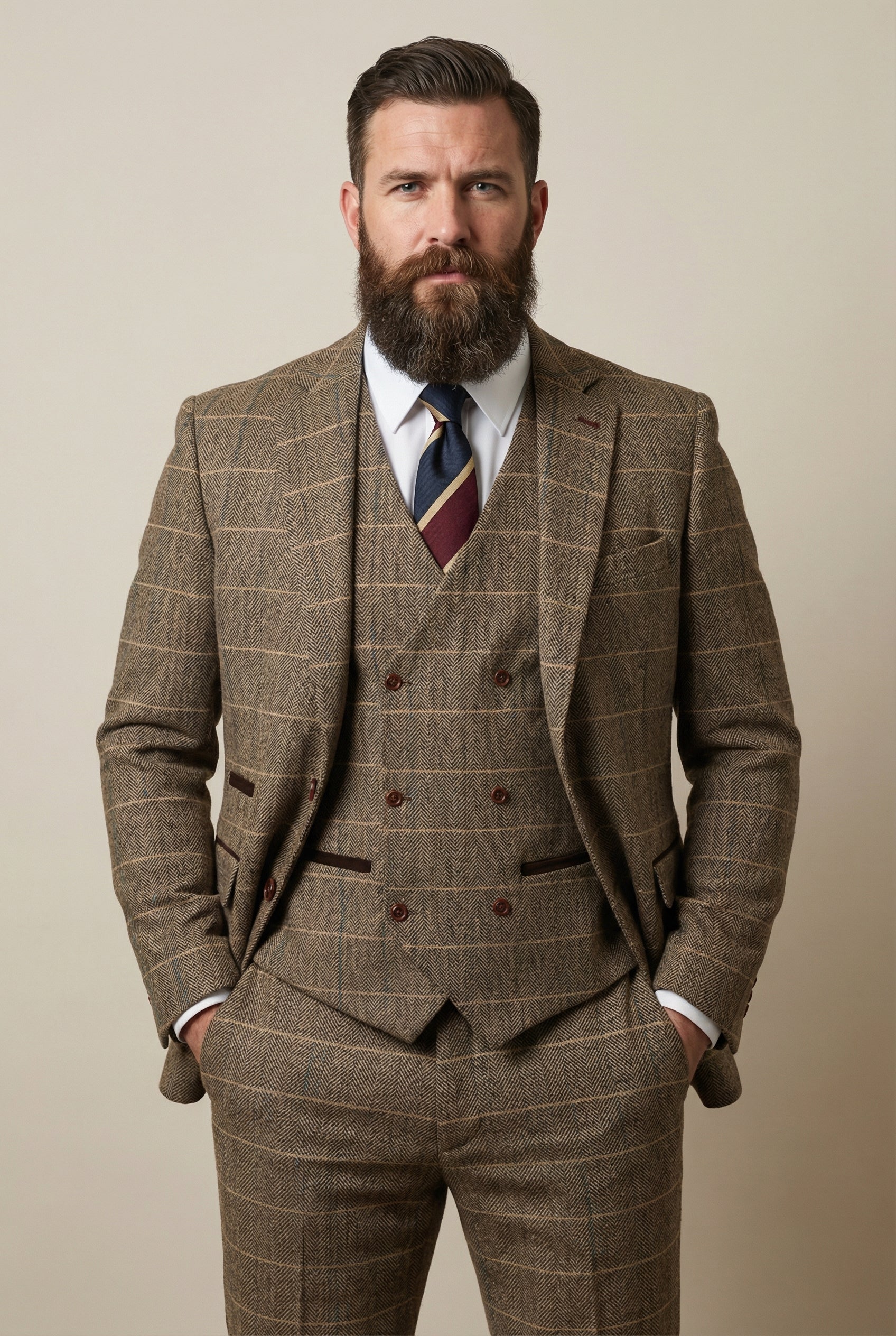 CASTLESON Baron - Dreiteiliger Herrenanzug Braun