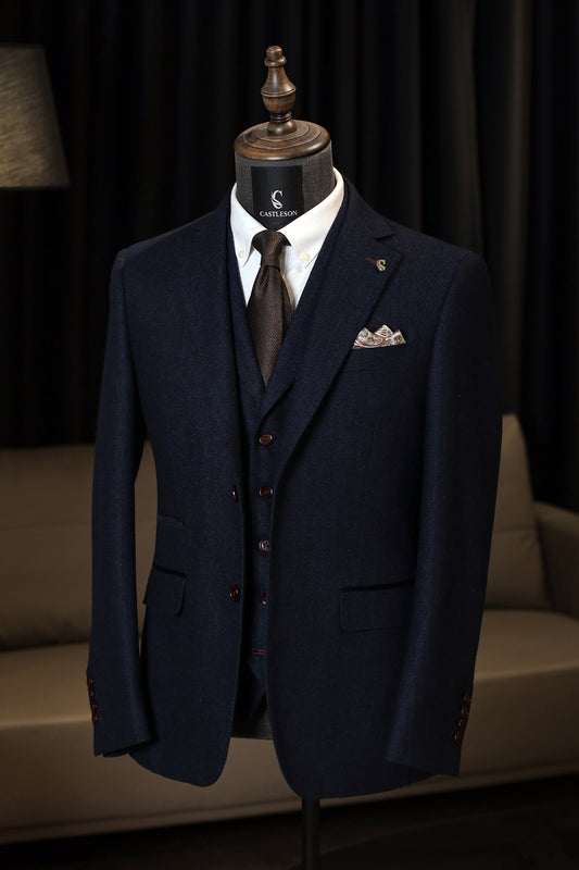 CASTLESON Chief - Herrenanzug marineblauer Tweed