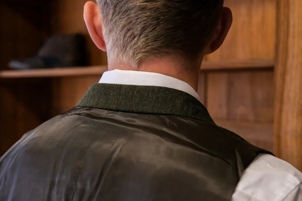 TAVERNY Chief - Herrenanzug Olive Tweed - driedelig pak