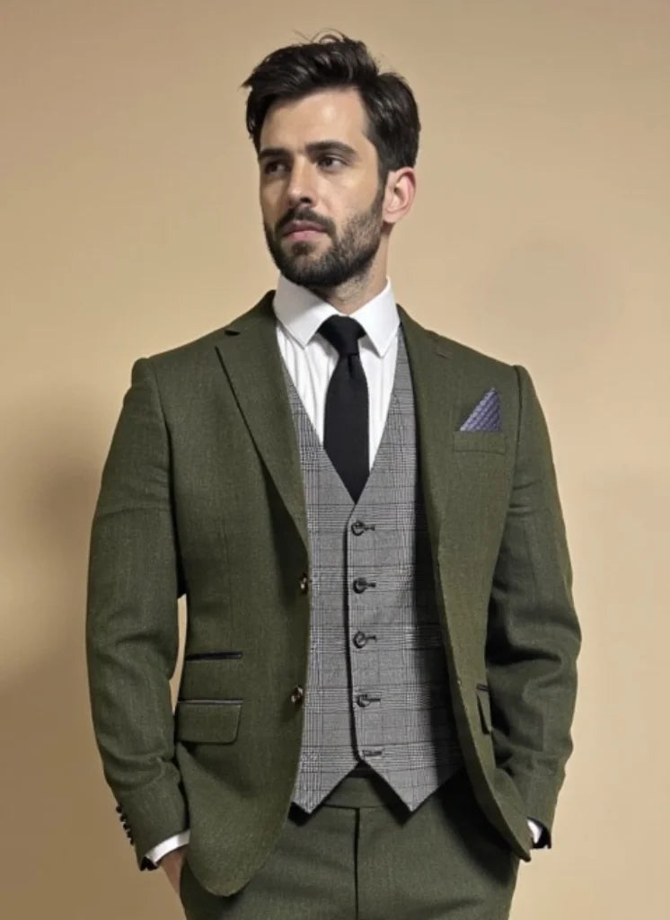 CASTLESON Chief – Herrenanzug Olive Tweed Mix & Match