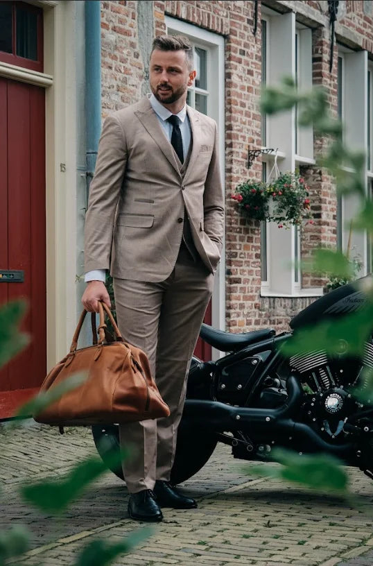 TAVERNY Major - Herrenanzug Beige - driedelig pak