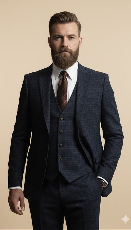 CASTLESON Phantom – Dreiteiliger Herrenanzug Navy