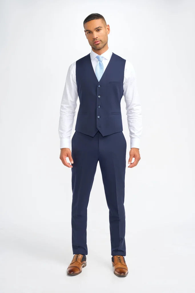 Cavani James – Weste Navy Super 130s Wolle - Gilet