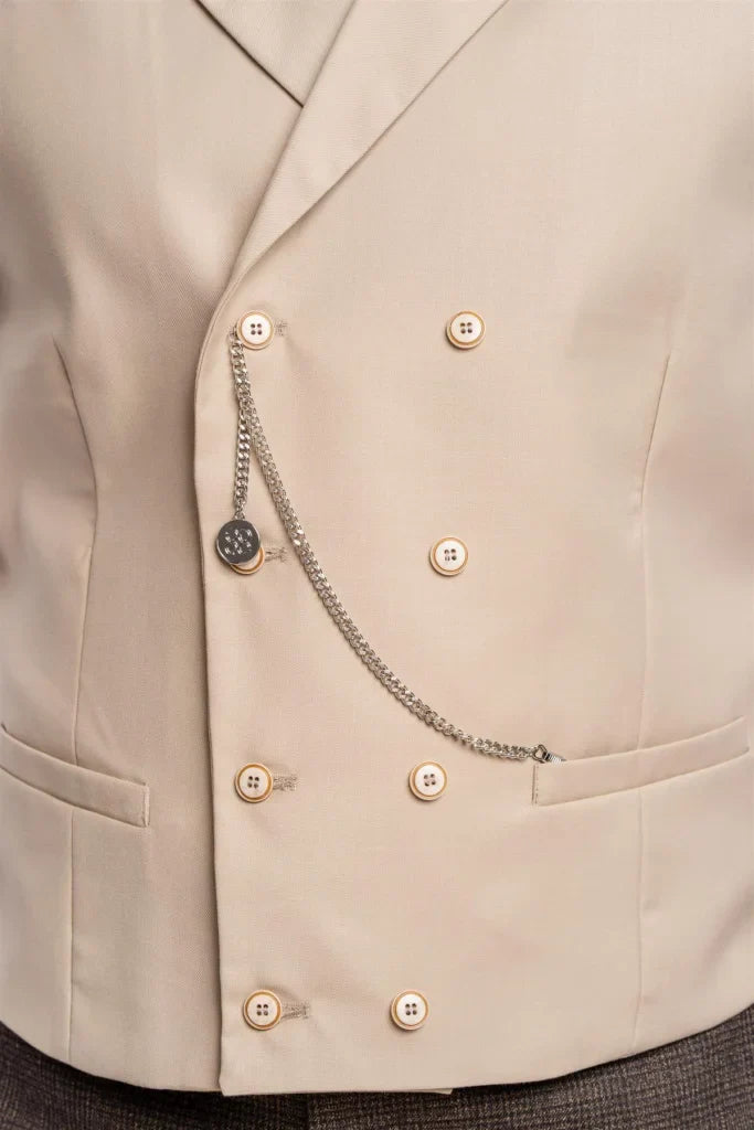 Cavani Lennox - Weste Double Breasted Beige - Gilet