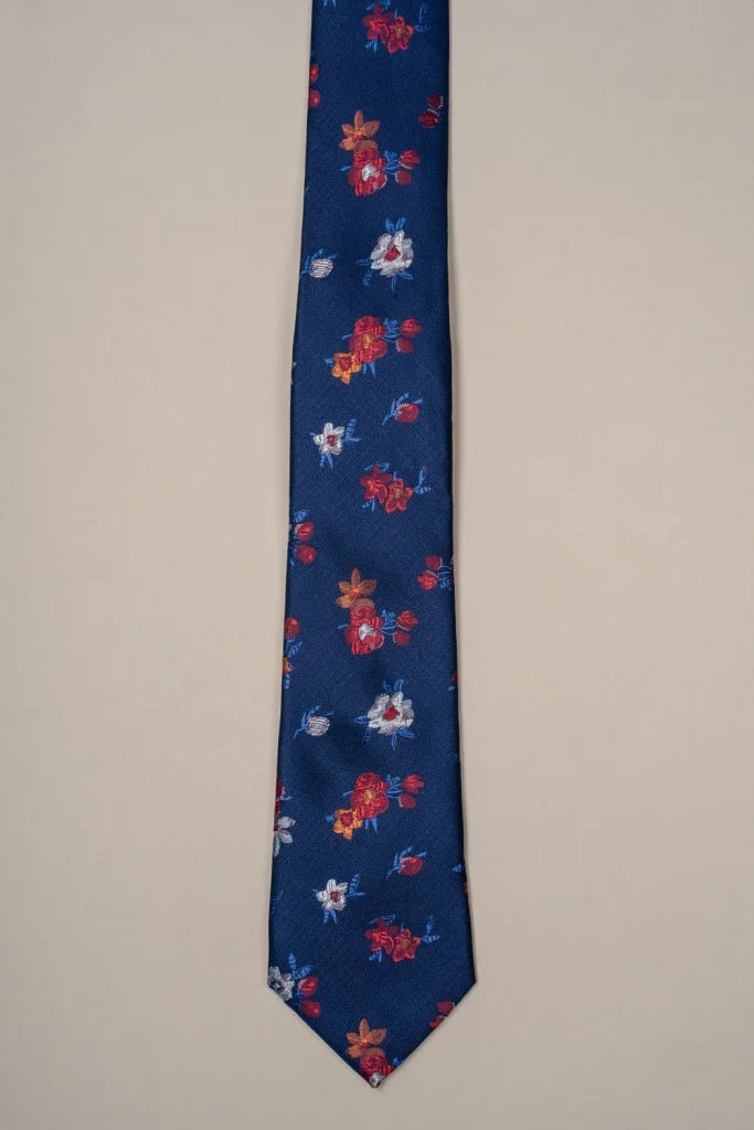 Cavani - Navy - Floral Red Krawattenset - gentleman set