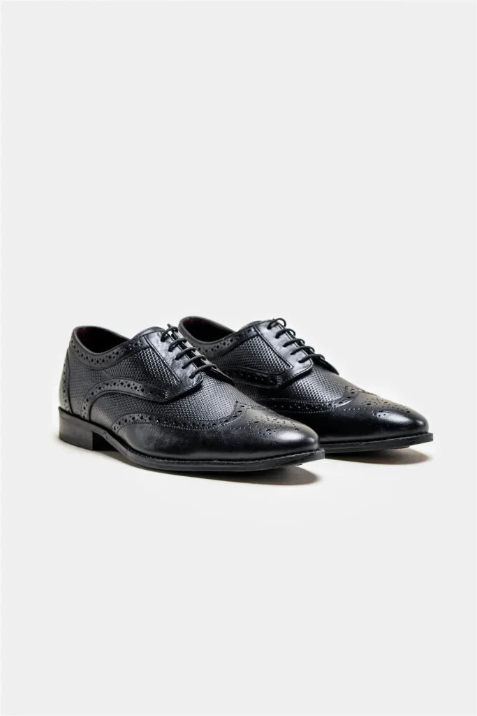 Cavani Orleans Buty Czarne - Wingtip Brogue
