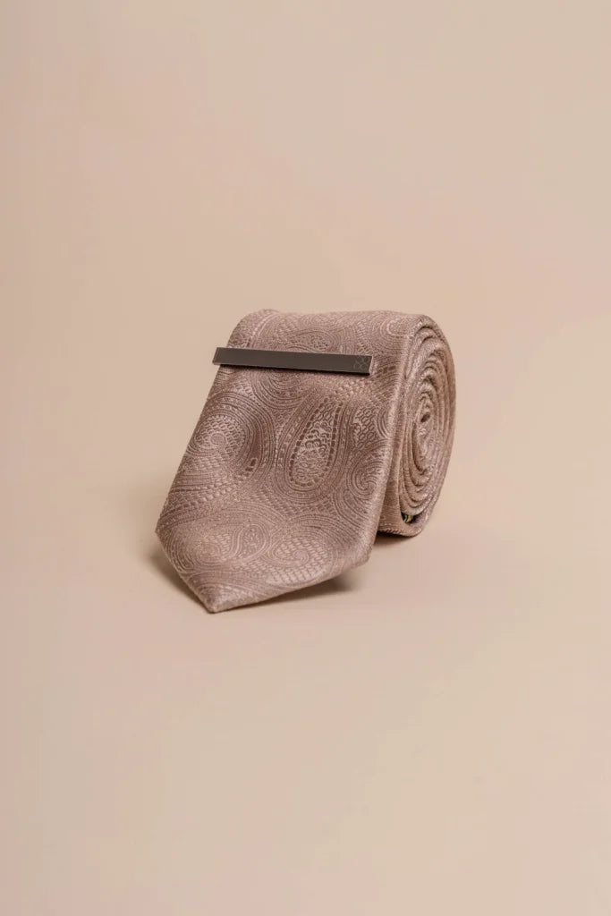 Cavani - Sand Paisley Krawattenset - stropdas