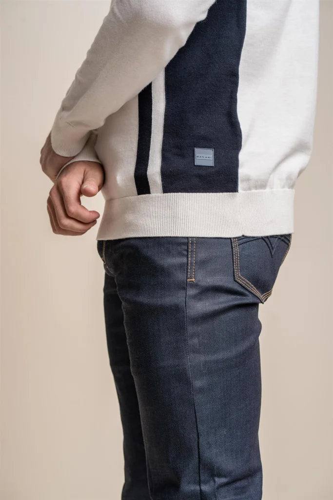 Diablo Ecru - Pullover für Herren mit Reißverschluss