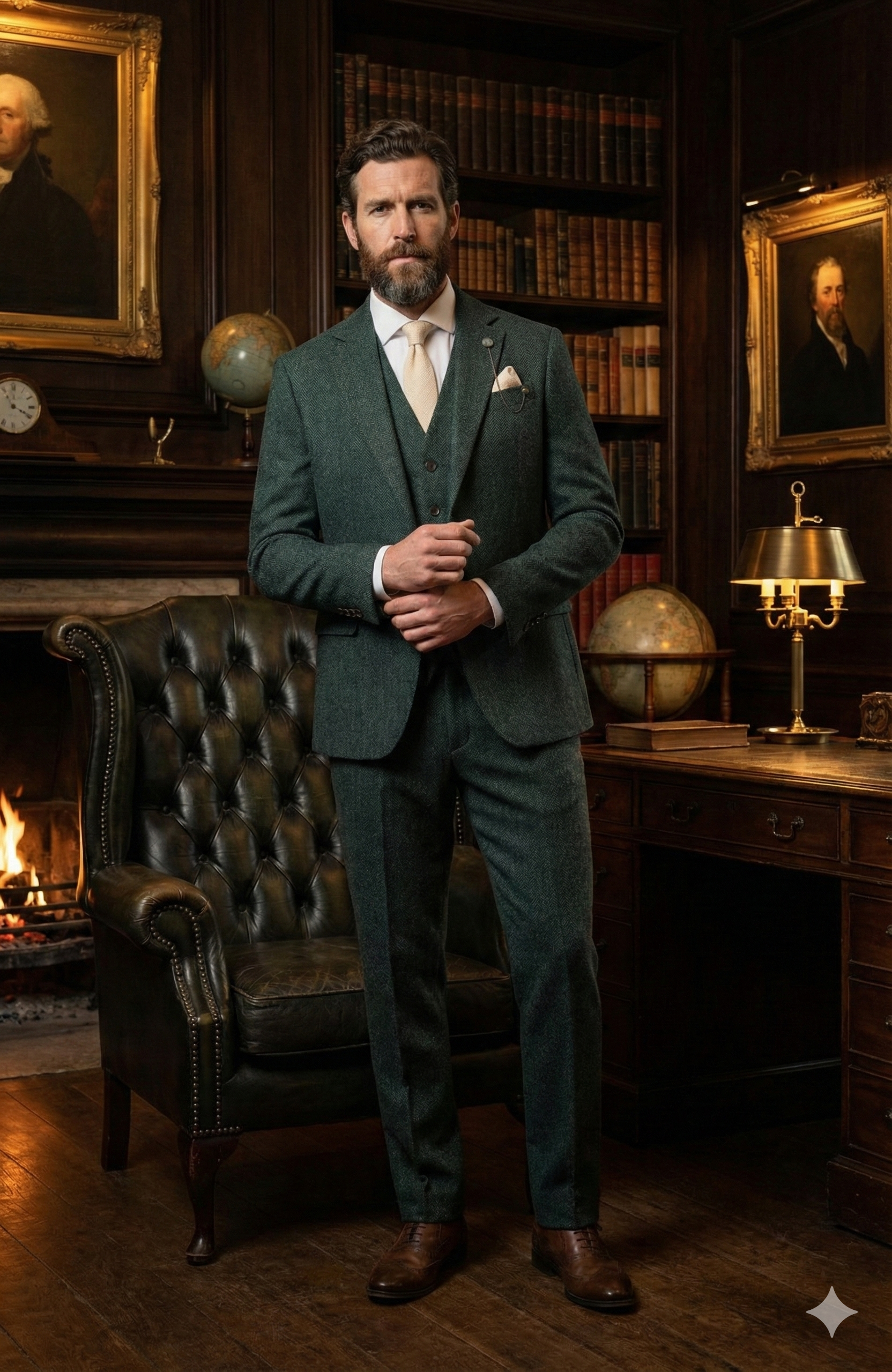 Dreiteiliger Herrenanzug – Cavani Thomas Lush Olive