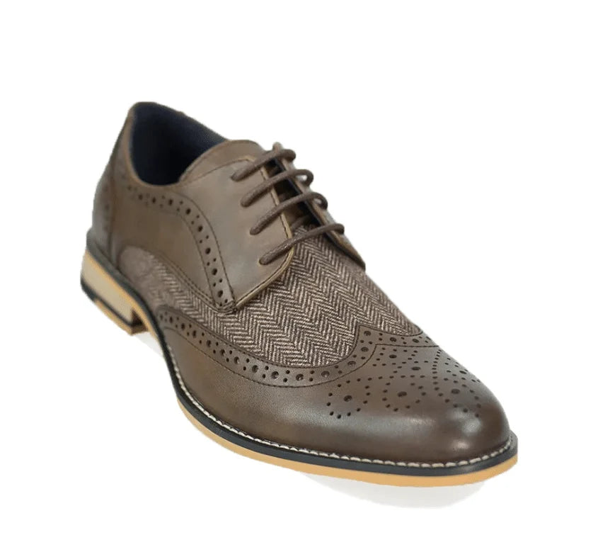 Dunkelbraune Tweed Schuhe | Cavani Horatio Brown - schoenen